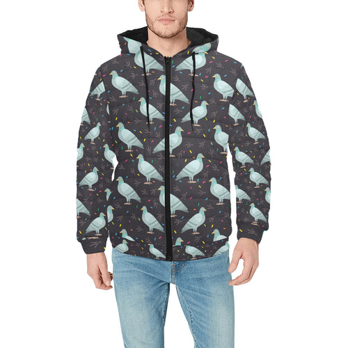 Pigeon Pattern Print Design 01 Men's Padded Hooded Jacket(ModelH42)