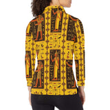 Egypt Hieroglyphics Pattern Print Design 01 Women's Long Sleeve Polo Shirt