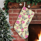 Butterfly Pink Rose Pattern Christmas Stocking