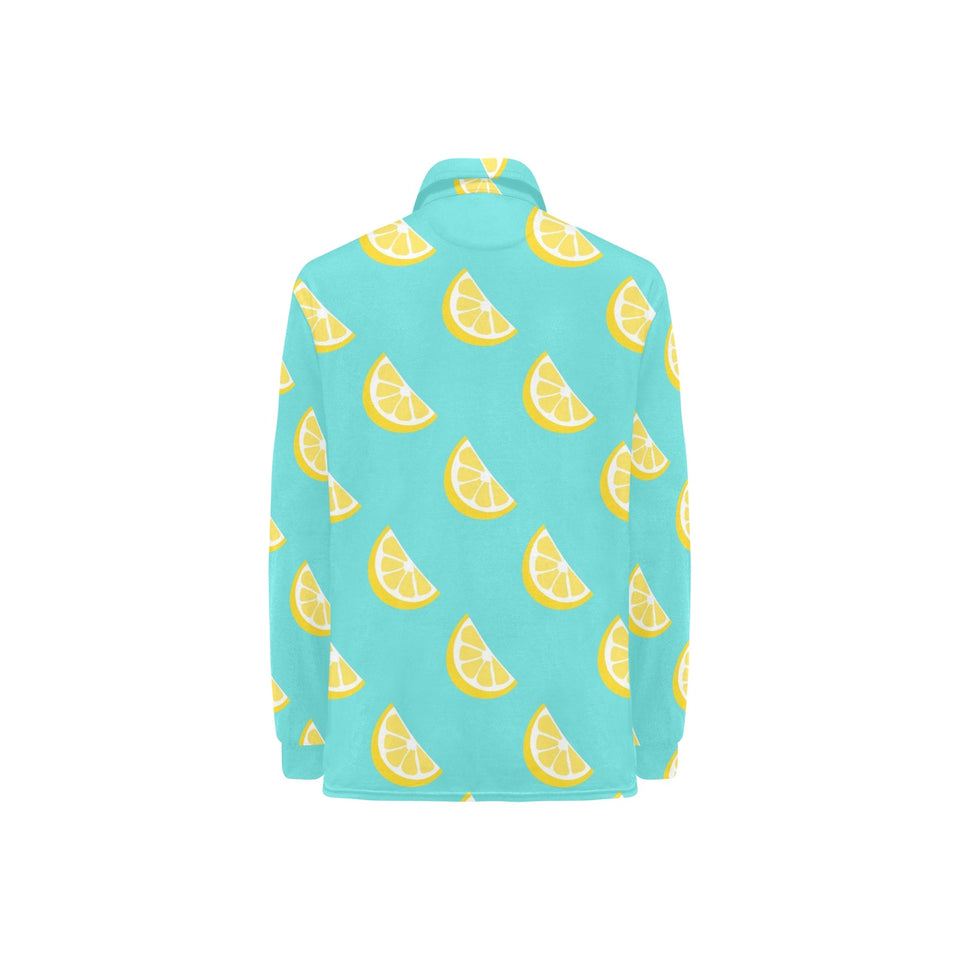 Lemon Theme Pattern Women's Long Sleeve Polo Shirt