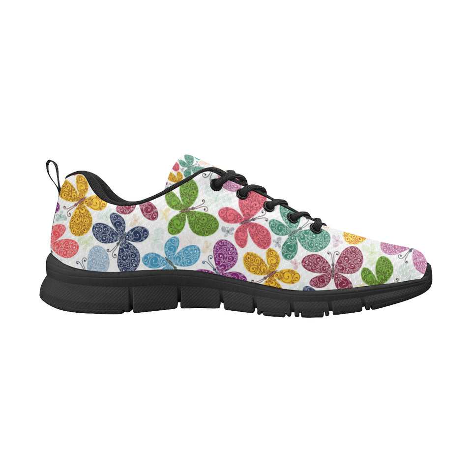 Colorful Butterfly Pattern Men's Sneakers Black