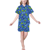 Blueberry Pattern Background Kids' Boys' Girls' V-Neck Short Pajama Set