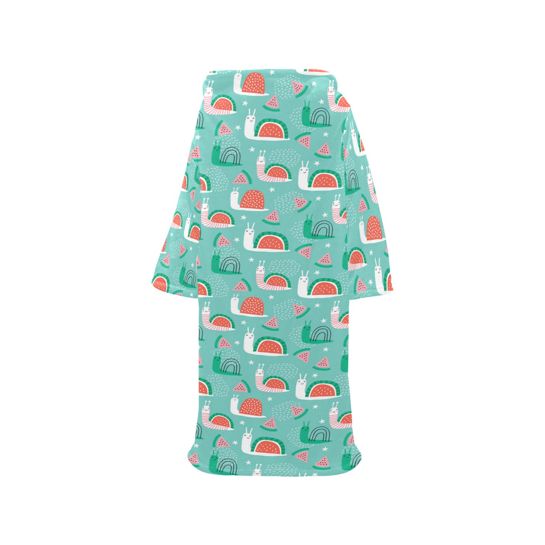 Snail Pattern Print Design 01 Blanket Robe with Sleeves