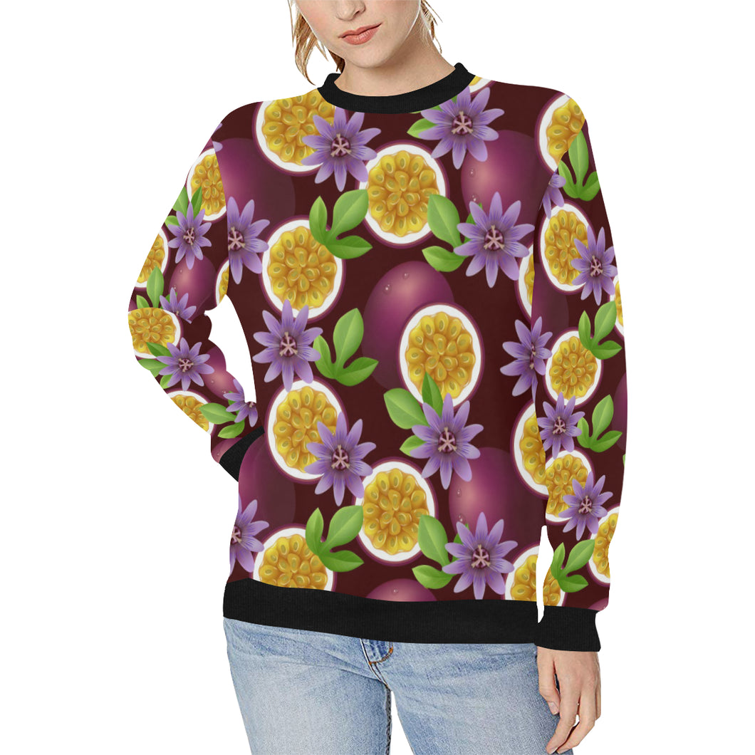 Passion Fruit Sliced Pattern Women's Crew Neck Sweatshirt