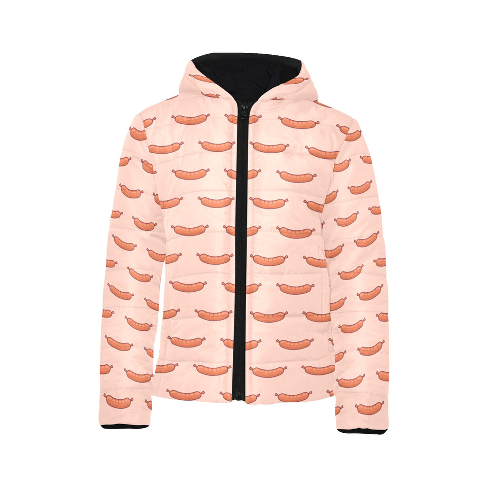 Sausage Pattern Print Design 01 Kids' Boys' Girls' Padded Hooded Jacket