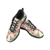 Butterfly Pink Rose Pattern Men's Sneakers Black