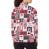 British Pattern Print Design 03 Women's Long Sleeve Polo Shirt