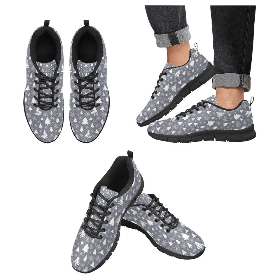 Snowflake Chirstmas Pattern Men's Sneakers Black