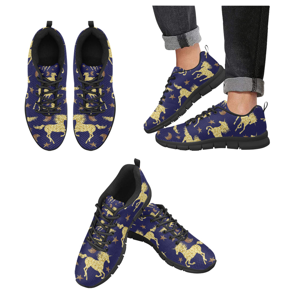 Unicorn Gold Pattern Men's Sneakers Black