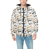 Skate Board Pattern Print Design 01 Men's Padded Hooded Jacket(ModelH42)