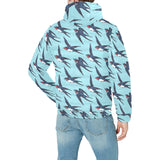 Swallow Pattern Print Design 01 Men's Padded Hooded Jacket(ModelH42)