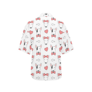 Bull Terrier Pattern Print Design 04 Women's All Over Print Hawaiian Shirt