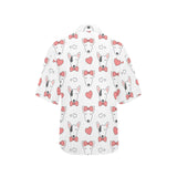 Bull Terrier Pattern Print Design 04 Women's All Over Print Hawaiian Shirt