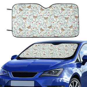 Teddy Bear Pattern Print Design 02 Car Sun Shade