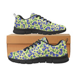 Blueberry Leaves Pattern Men's Sneakers Black