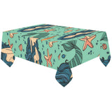 Mermaid Pattern Green Background Tablecloth