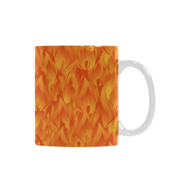Red Flame Fire Pattern Classical White Mug (FulFilled In US)