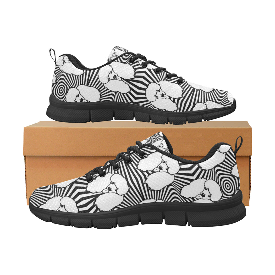 Black and White Poodle Pattern Men's Sneakers Black