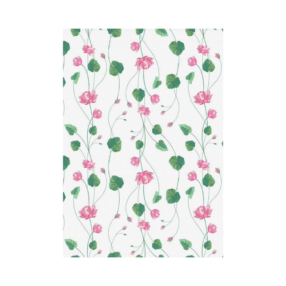 Pink Lotus Waterlily Flower Pattern House Flag Garden Flag