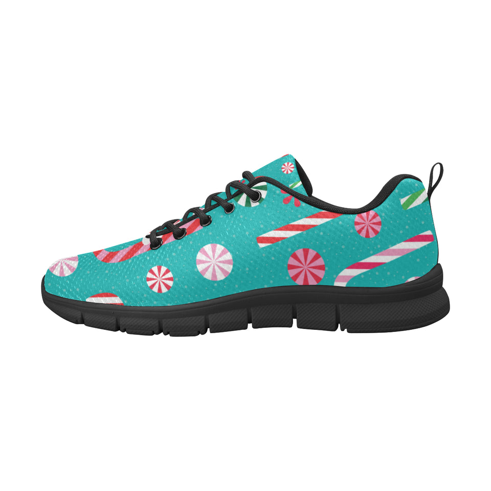 Christmas Candy Pattern Men's Sneakers Black