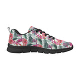 Pink Parrot Heliconia Pattern Men's Sneakers Black