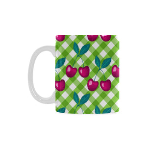 Cherry Pattern Green Background Classical White Mug (FulFilled In US)