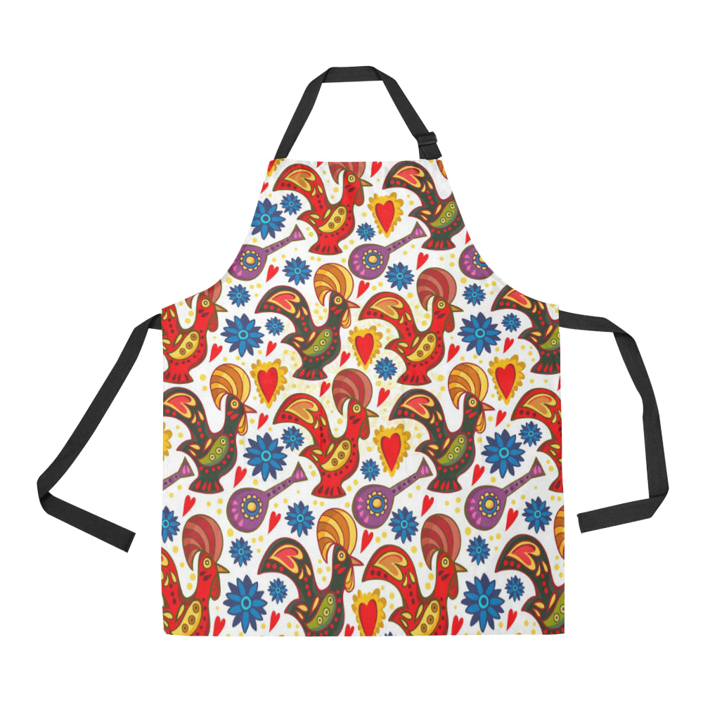 Colorful Rooster Chicken Guitar Pattern Adjustable Apron