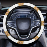 Golden Retriever Pattern Print Design 03 Car Steering Wheel Cover