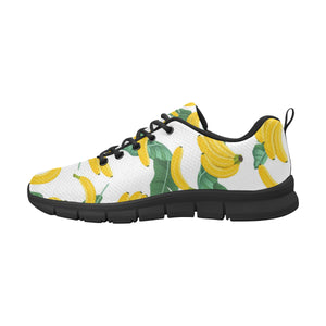 Banana and Leaf Pattern Men's Sneakers Black