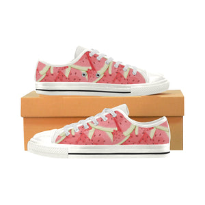 Watermelon Pattern Background Women's Low Top Canvas Shoes White