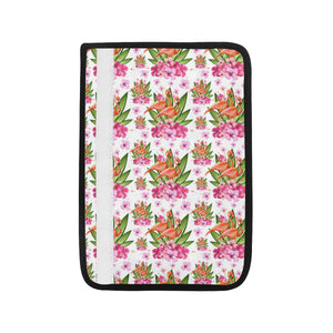 Flamingo Pink Hibiscus Pattern Car Seat Belt Cover