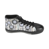 Vintage Clock Pattern Women's High Top Canvas Shoes Black