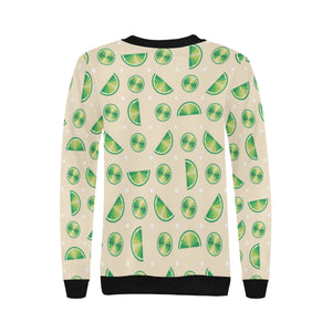 Lime Pattern Women's Crew Neck Sweatshirt