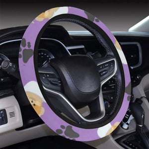 Pomeranian in Cup Pattern Car Steering Wheel Cover