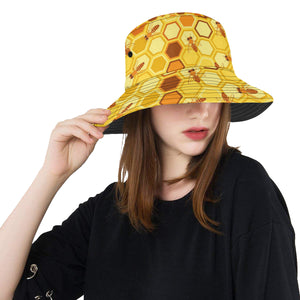 Bee and Honeycomb Pattern Unisex Bucket Hat