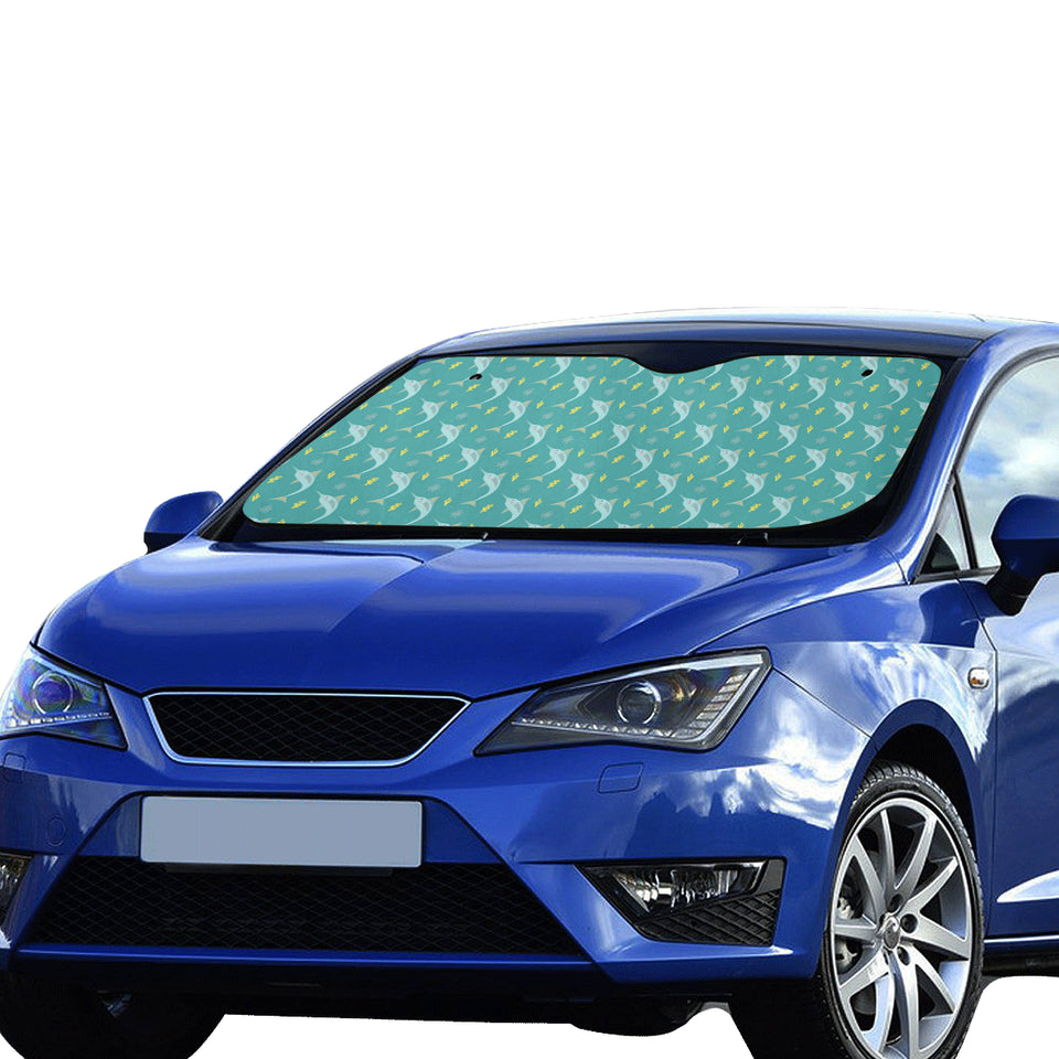 Swordfish Pattern Print Design 04 Car Sun Shade