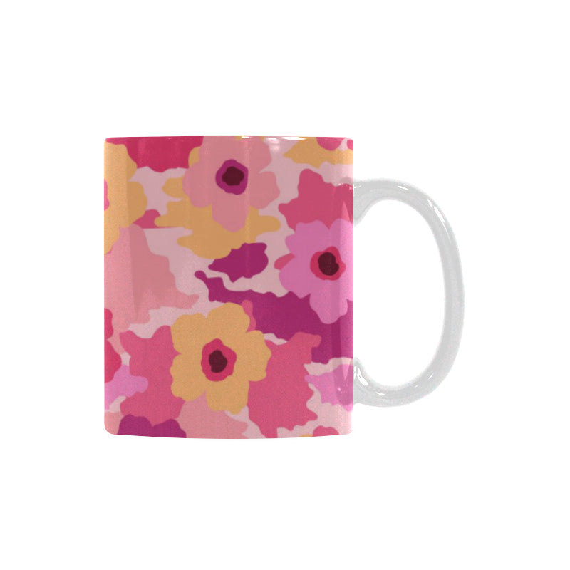 Pink Camo Camouflage Flower Pattern Classical White Mug (FulFilled In US)