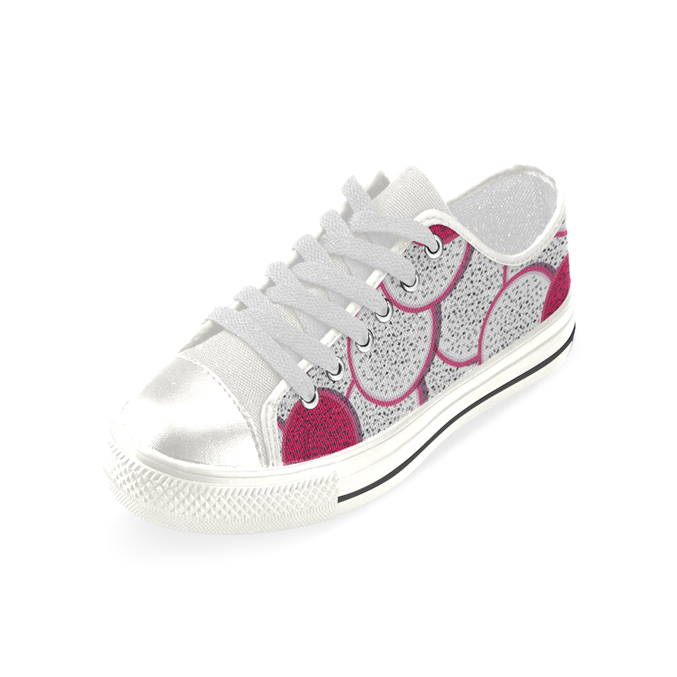 Sliced Dragon Fruit Pattern Women's Low Top Canvas Shoes White