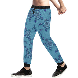 Sea Turtle Blue Tribal Pattern Unisex Casual Sweatpants