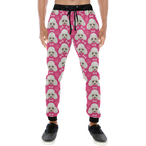 Poodle Pattern Pink background Unisex Casual Sweatpants