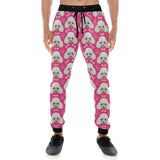 Poodle Pattern Pink background Unisex Casual Sweatpants