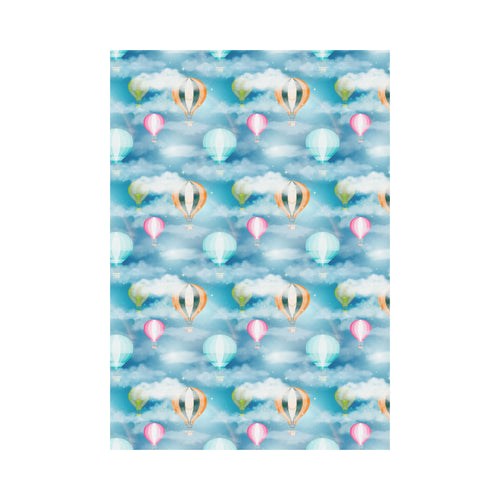 Hot Air Balloon in Night Sky Pattern House Flag Garden Flag