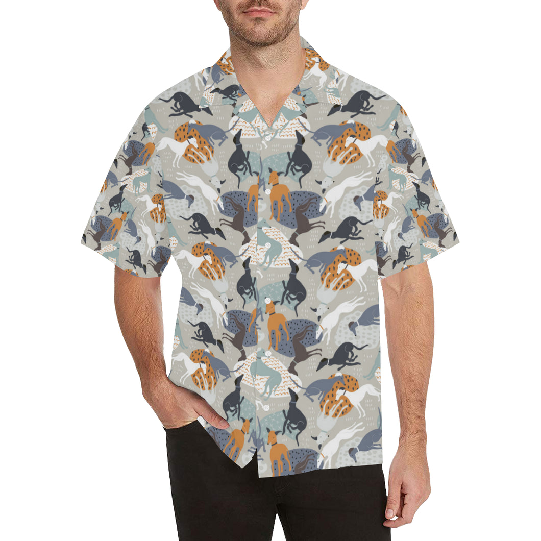 Greyhound Pattern Print Design 04 Men's All Over Print Hawaiian Shirt (Model T58)