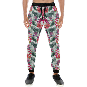 Pink Parrot Heliconia Pattern Unisex Casual Sweatpants