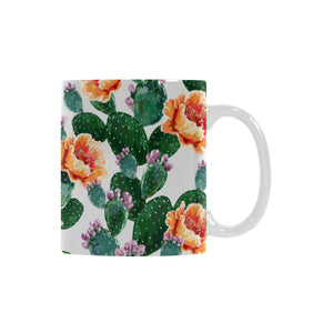 Cactus and Flower Pattern Classical White Mug (FulFilled In US)