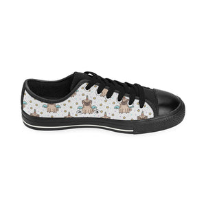 Unicorn Pug Pattern Men's Low Top Canvas Shoes Black