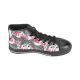 Zebra Red Hibiscus Pattern Men's High Top Canvas Shoes Black