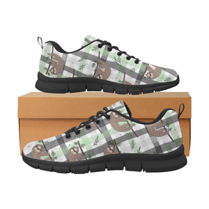 Sloth Pattern Stripe Background Men's Sneakers Black