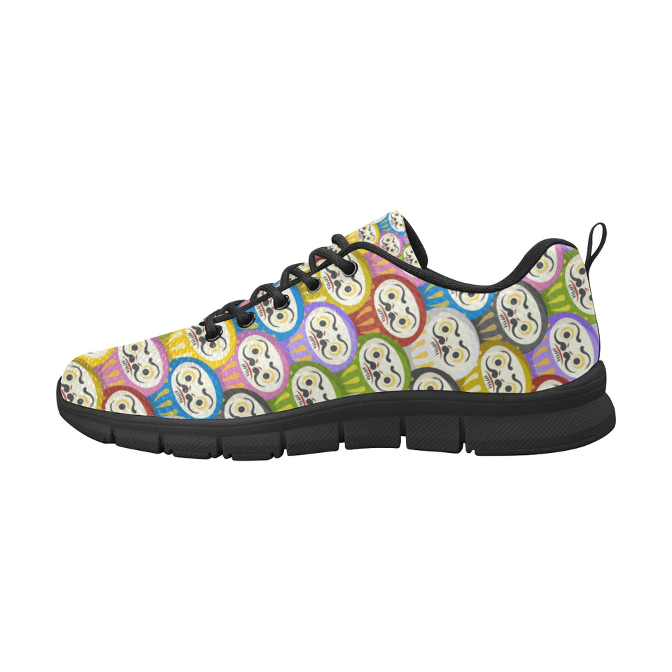 Colorful Daruma Pattern Men's Sneakers Black