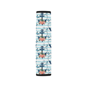 Anchor Flower Blue Stripe Pattern Car Seat Belt Cover